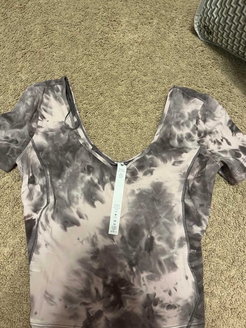 lululemon athletica Gray Tie-Dye Scoop Crop Top